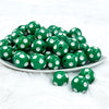 front view of a pile of 20mm Green with White Polka Dots Chunky Acrylic Bubblegum Beads