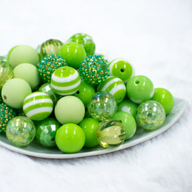 20mm Key Lime Pie Green Chunky Acrylic Bubblegum Bead Mix [50 Count]