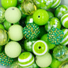 Close up view of a pile of 20mm Key Lime Pie Green Chunky Acrylic Bubblegum Bead Mix [50 Count]