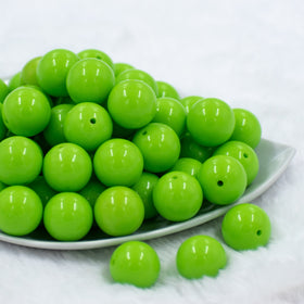 20mm Neon Lime Solid Bubblegum Beads
