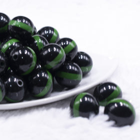 20mm Green Band on Black Bubblegum Beads