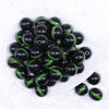top view of a pile of 20mm Green Band on Black Bubblegum Beads