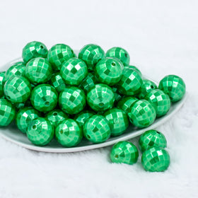 20mm Green Disco Faceted Pearl Bubblegum Beads