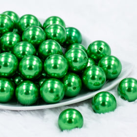 20mm Green Faux Pearl Bubblegum Beads