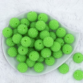 20mm Green Rhinestone Bubblegum Beads