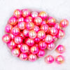 top view of a pile of 20mm Hot Pink Ombre Shimmer Faux Pearl Chunky Acrylic Bubblegum Beads