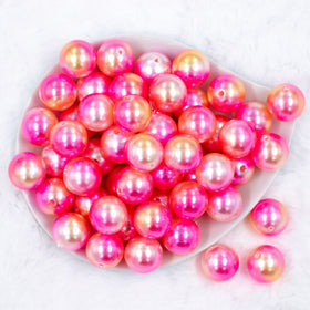 20mm Hot Pink Ombre Shimmer Faux Pearl Bubblegum Beads