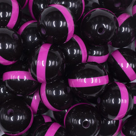 20mm Hot Pink Band on Black Bubblegum Beads
