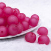 front view of a pile of 20mm Hot Pink Frosted Bubblegum Beads