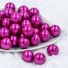 20mm Hot Pink Faux Pearl Bubblegum Beads