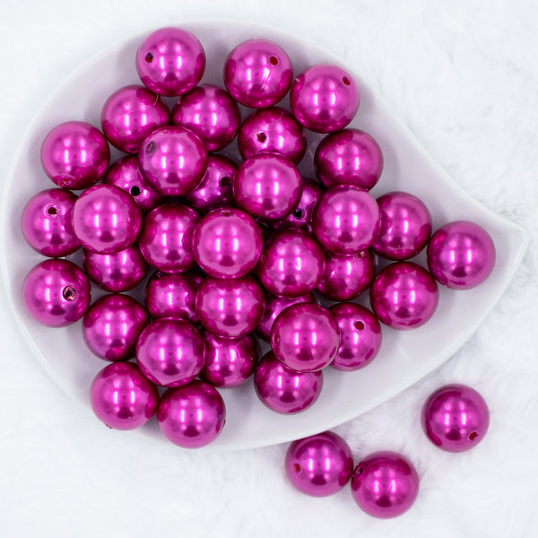 top view of 20mm Hot Pink Acrylic Bubblegum Beads with Faux Pearl finish