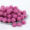 Front view of a pile of 20mm Hot Pink Rhinestone AB Bubblegum Beads