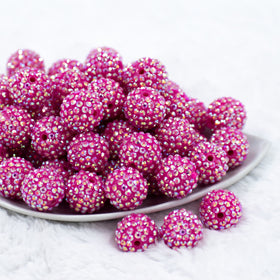 20mm Hot Pink Rhinestone AB Bubblegum Beads