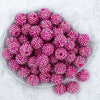 Top view of a pile of 20mm Hot Pink Rhinestone AB Bubblegum Beads