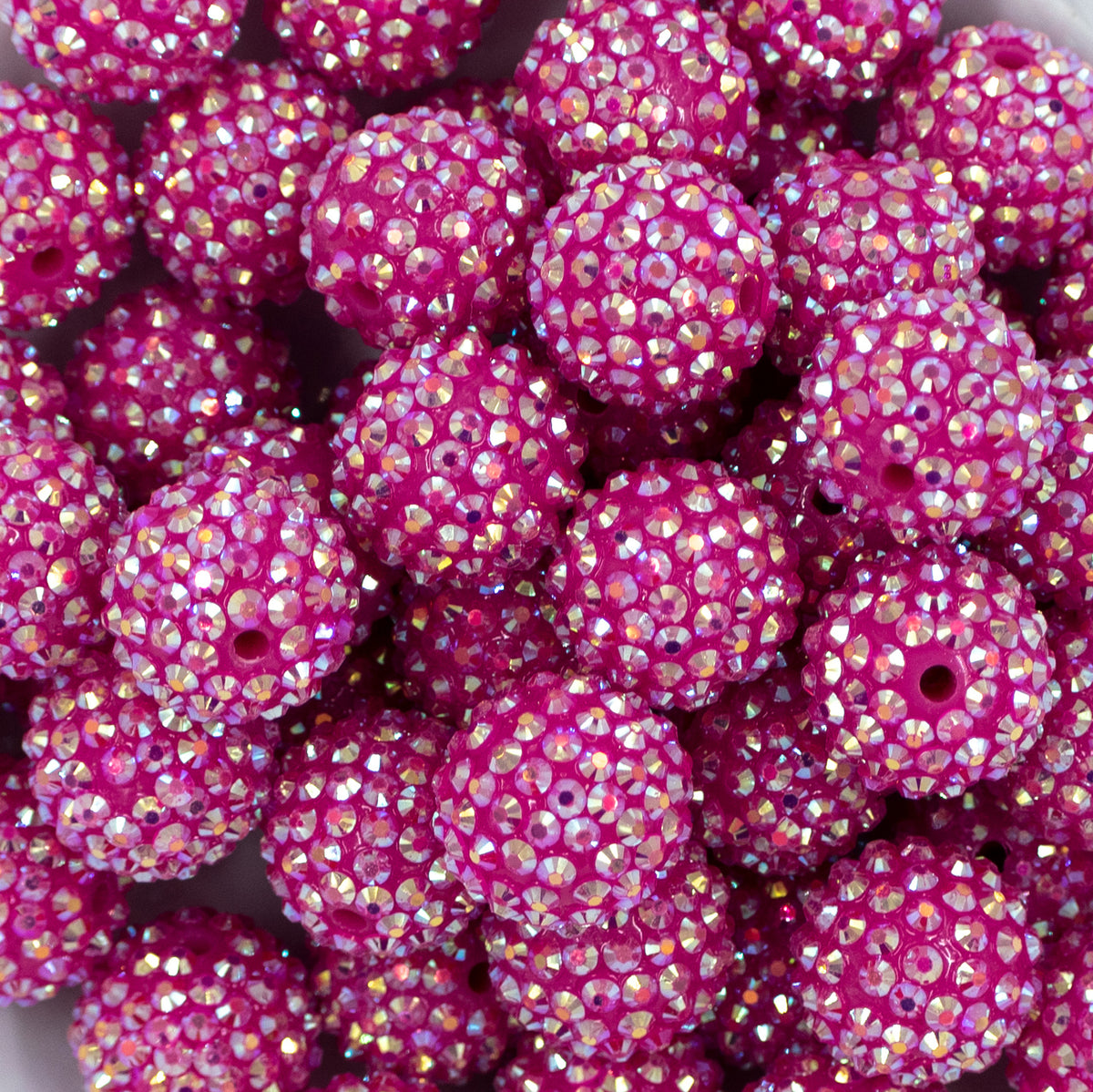 20mm Hot Pink Rhinestone Ab Bubblegum Beads The Bumblebead Company 