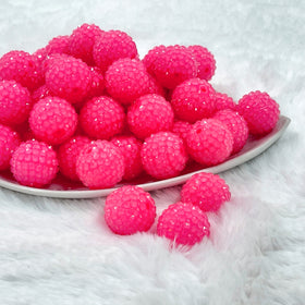 20mm Neon Pink Rhinestone Bubblegum Beads