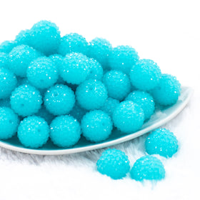 20mm Light Neon Blue Rhinestone Chunky Bubblegum Beads