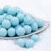 front view of a pile of 20mm Ice Blue Solid Chunky Bubblegum Beads