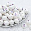 Front view of a pile of 20mm Infant Loss Awareness Print Chunky Acrylic Bubblegum Beads [10 Count]