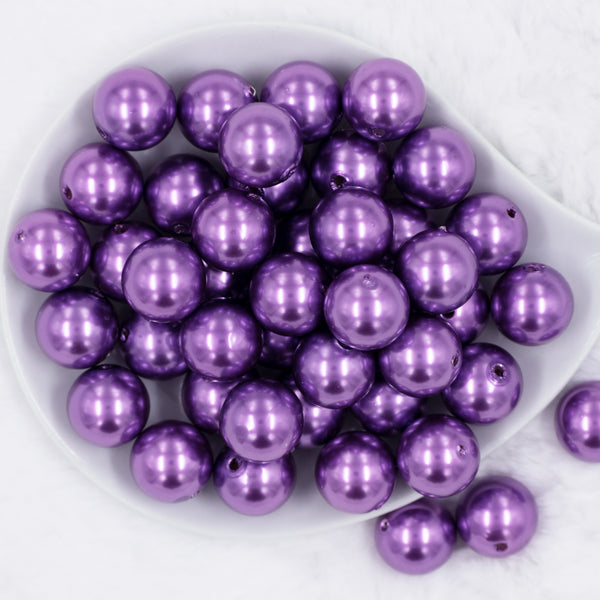 top view of a pile of 20mm Iris Purple Faux Pearl Chunky Acrylic Bubblegum Beads