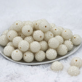 20mm Ivory Rhinestone Bubblegum Beads