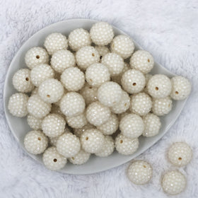 20mm Ivory Rhinestone Bubblegum Beads