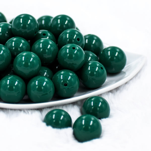 front view of a pile of 20mm Forest Green Solid Chunky Bubblegum Beads