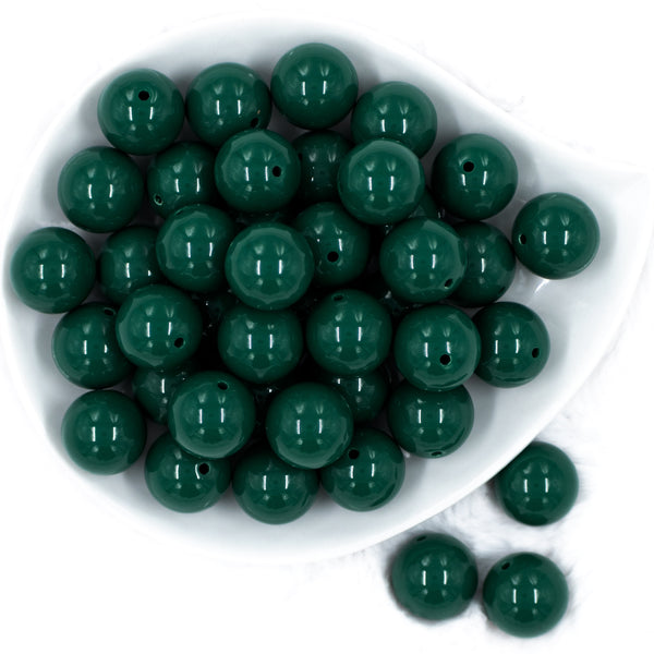 top view of a pile of 20mm Forest Green Solid Chunky Bubblegum Beads