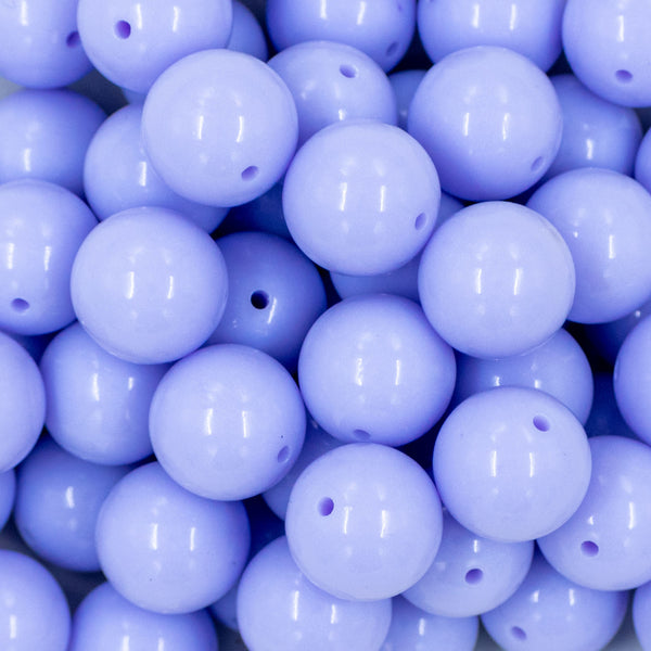 Close up view of a pile of 20mm Lavendar Purple Solid Chunky Acrylic Bubblegum Beads