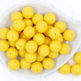 20mm Lemon Yellow Solid Bubblegum Beads