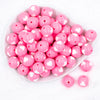 top view of a pile of 20mm Cotton Candy Pink with White Hearts Acrylic Bubblegum Beads