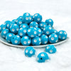 front view of a stack of 20mm Blue with White Polka Dots Chunky Acrylic Bubblegum Beads