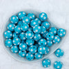 top view of a stack of 20mm Blue with White Polka Dots Chunky Acrylic Bubblegum Beads