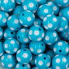 close-up view of a stack of 20mm Blue with White Polka Dots Chunky Acrylic Bubblegum Beads