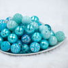 Front view of a pile of 20mm Blue Bayou Chunky Acrylic Bubblegum Bead Mix [50 Count]