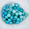 Top view of a pile of 20mm Blue Bayou Chunky Acrylic Bubblegum Bead Mix [50 Count]