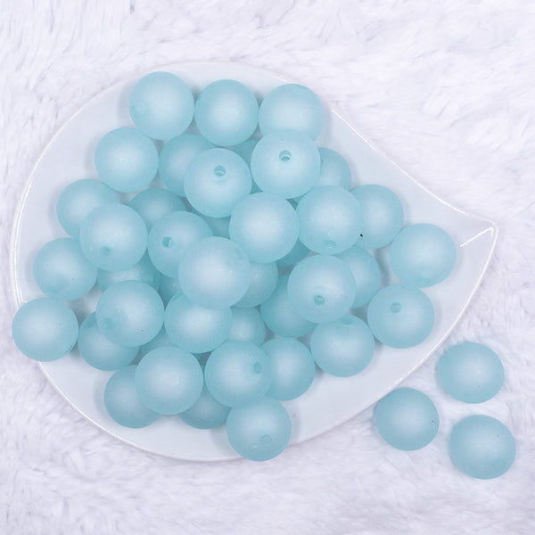 top view of a pile of front view of a pile of 20mm light blue Frosted Bubblegum Beads