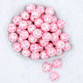 20mm Pink Multiple Hearts with Matte White Acrylic Bubblegum Beads