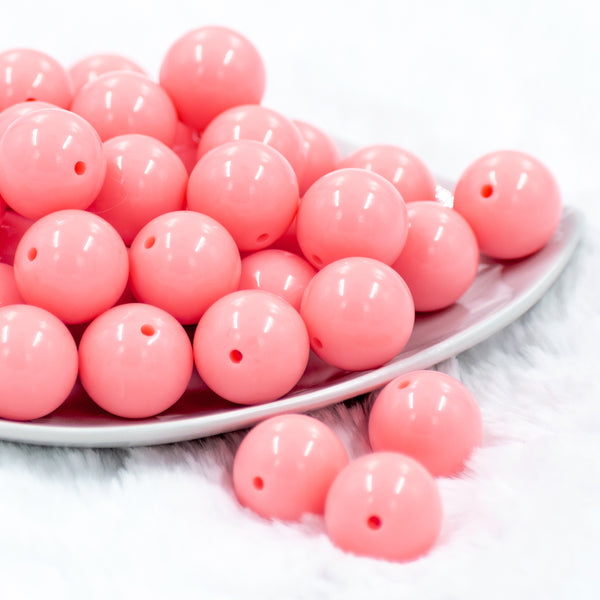 20mm Light Pink Solid Bubblegum Beads