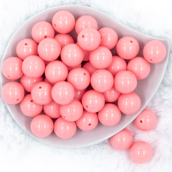 top of a pile of 20mm Light Pink Solid Bubblegum Beads