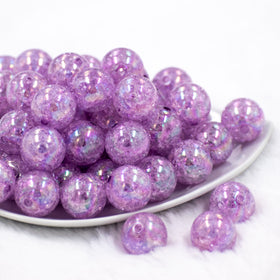 20mm Light Purple Crackle AB Bubblegum Beads