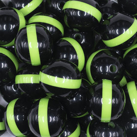20mm Lime Green Band on Black Bubblegum Beads
