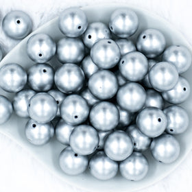 20mm Matte Solid Silver Bubblegum Beads