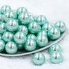 front of a pile of 20mm Mint Green Faux Pearl Bubblegum Beads