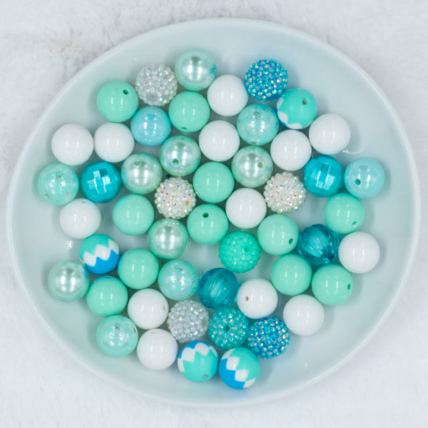 top view of a pile of 20mm Mint Julep Chunky Bubblegum Bead Mix [50 Count]
