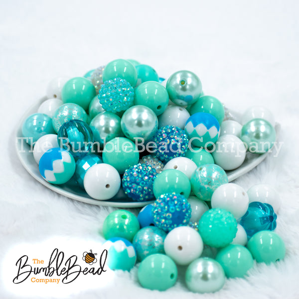 20mm Mint Julep Chunky Bubblegum Bead Mix [20 & 50 Count]