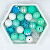 top view of a pile of 20mm Mint Julep Chunky Bubblegum Bead Mix [20 Count]