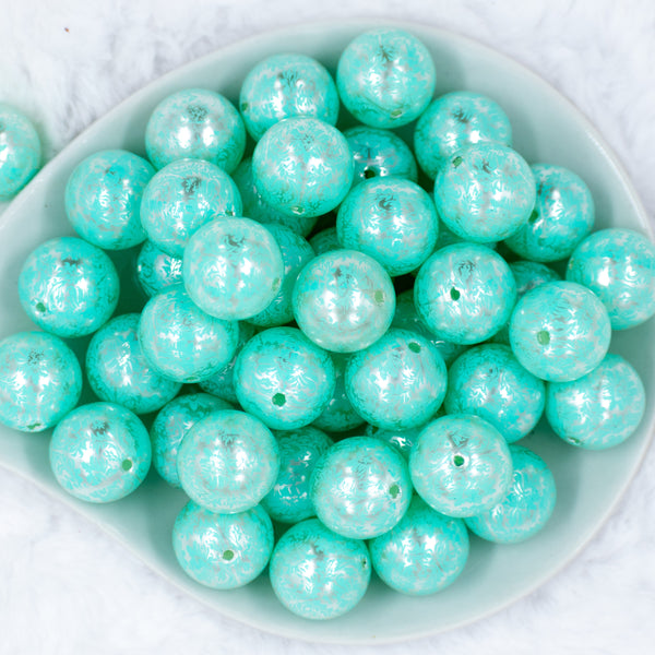 top of a pile of 20mm Mint Green Lace Bubblegum Beads