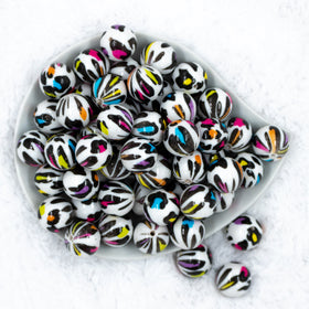 20mm Colorful Rainbow Leopard Animal Print Acrylic Chunky Bubblegum Beads