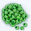 top view of a pile of 20mm Multi Green Stripe Bubblegum Beads